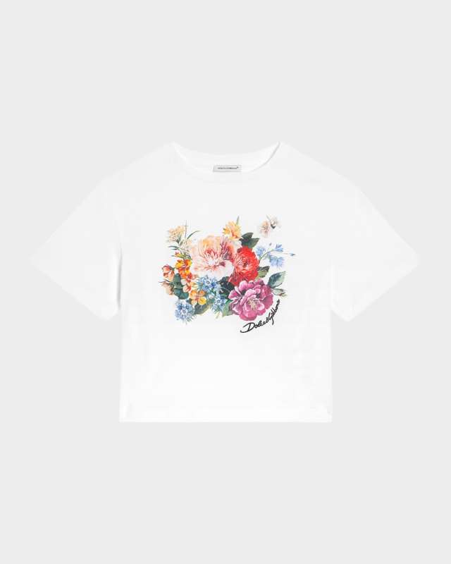 Girl's Logo-Print Multicolor Floral-Print T-Shirt, Size 4-